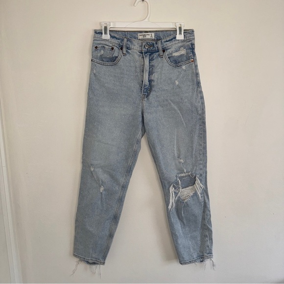 Abercrombie and Fitch The Mom High Rise Light Wash 27/4 Reg - Picture 1 of 6